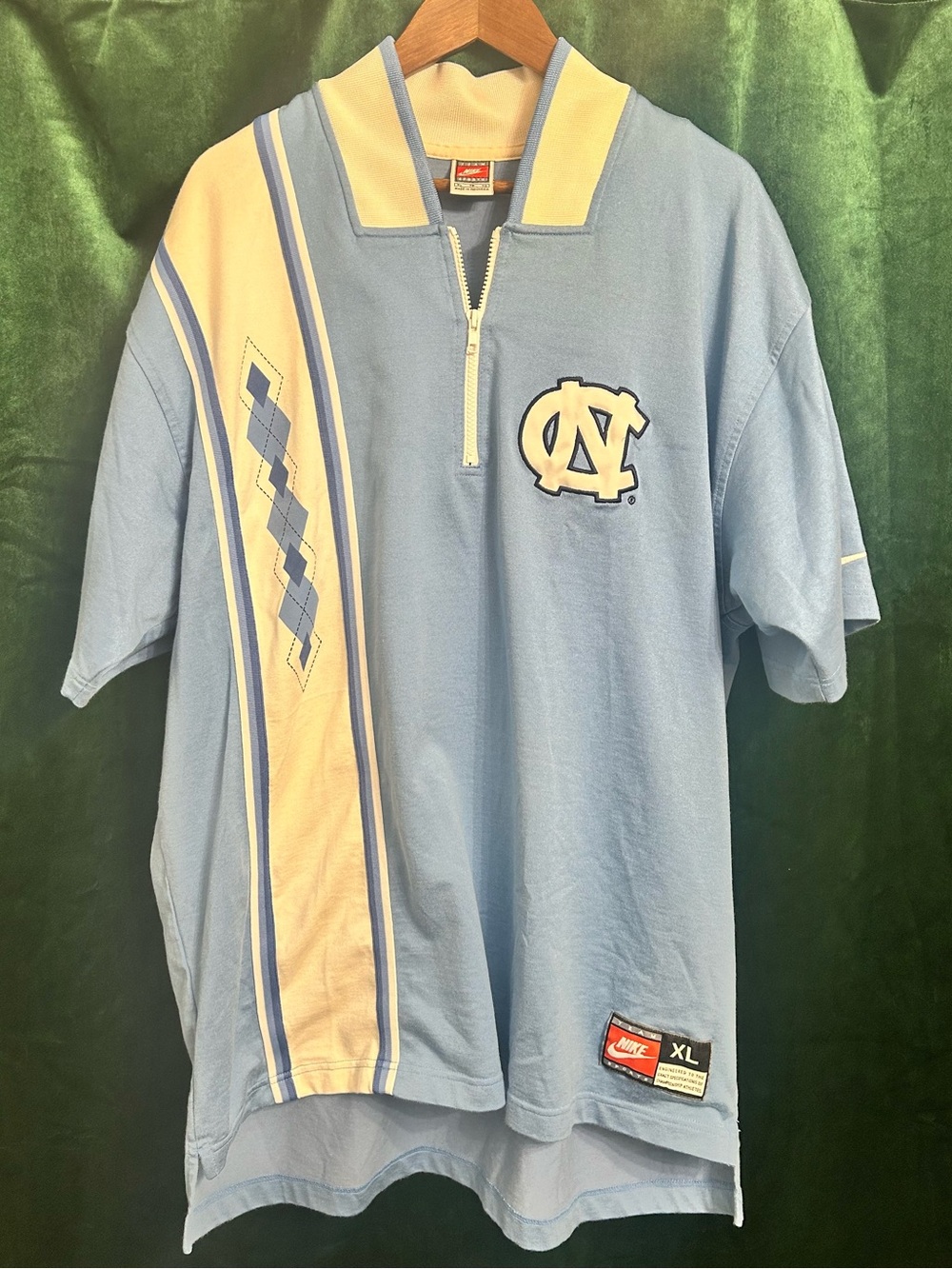 Vintage Jordan Light Blue and Cream UNC Half-Zip warm up top Shirt Jacket